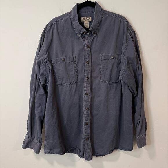 Duluth Trading Co Men's Everyday Twill Long Sleeve Work Shirt 2XL Tall Blue Grey - Picture 1 of 7